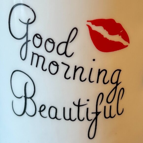 Kissing Couple GOOD MORNING BEAUTIFUL and HANDSOME His & Hers Ceramic Mug Set - Picture 11 of 12